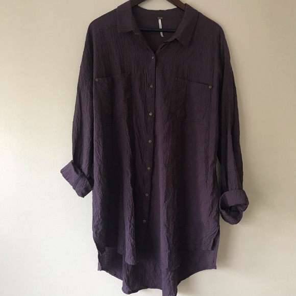 Free People Dresses & Skirts - Free People L Oversized Button Down Stretch Tunic